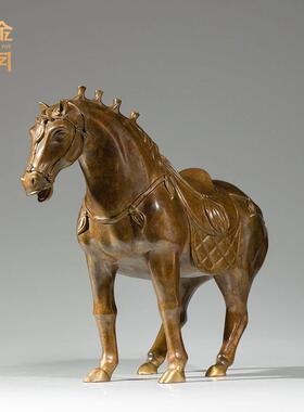 铜艺坊盛世唐马铜摆件大唐铜马家居客厅装饰彩铜摆件办公桌铜摆件