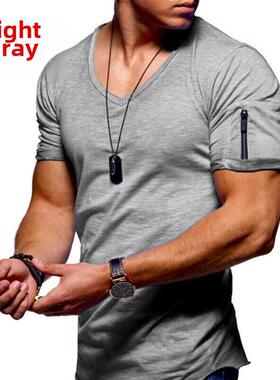 solid color slim short sleeve bottoming shirt men