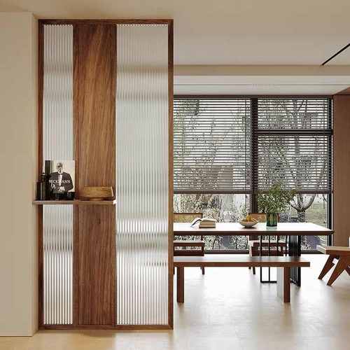 新中式实木浴室办公室玻璃隔断客厅玄关入户门屏风隔断客厅遮挡 - 图2