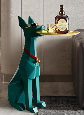 杜宾犬发财狗大型客厅沙发旁边落地狗装饰品搬家礼物乔迁新居摆件