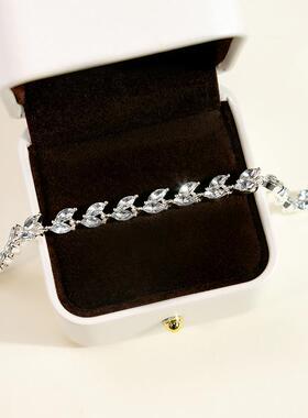 欧美爱心闪钻链 时手尚彩色柳叶百镶钻手配饰搭S248设计轻奢饰