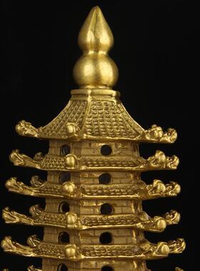 黄大号铜龙头文昌塔摆件 铜文昌塔摆件 13层文昌塔摆件