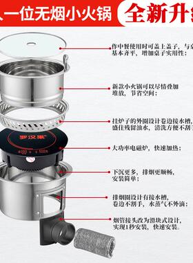 商用圆形小火单人一人一318锅锅助自餐厅电火锅选用下烟电磁炉排