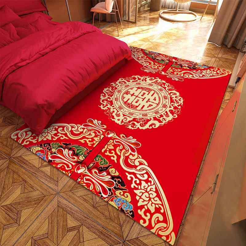 结婚地垫喜庆门垫婚房地毯布置装饰用品红色喜字卧室床边毯脚垫,淘宝优惠券,粉丝福利购,淘宝优惠卷