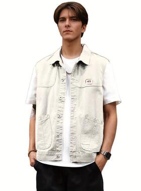 I 11971 Men's Retro Large Pocket Denim Vest 士复古大口袋牛