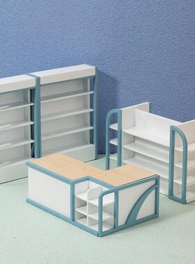 1:12娃娃屋dollhouse迷你家居模型微缩食玩超市收银台货柜组合