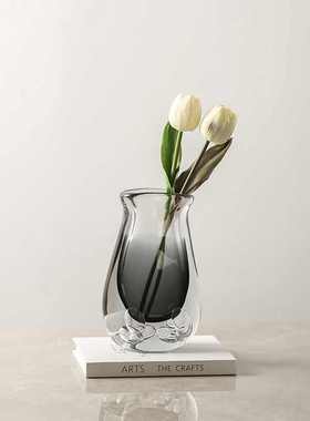 北欧 ins风创意渐变色气泡玻璃花瓶样板房别墅客厅餐桌高级感摆件