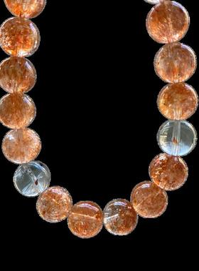 天然阿鲁沙手链 金草莓晶金太阳石共生单圈水晶手串珠链规格9.8mm