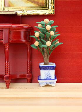 1:12娃娃屋dollhouse迷你家具微缩微缩场景摆件微缩食玩桔子树