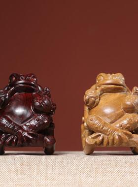 绿檀紫檀人生家摆蟾蜍一祥体刻自在雕惬意文玩摆件件吉物