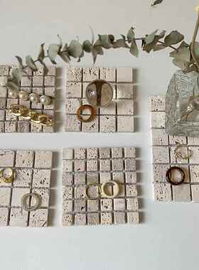 洞洞石垫ins风饰品陈列首饰展示台拍摄道具米黄色石垫子摆件拍照