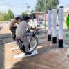 Internet celebrity spinning bicycle fountain unpowered foot-operated water spray amusement facility colorful luminous bicycle in scenic area