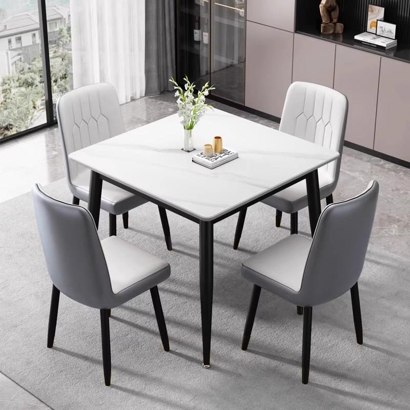 Slate dining table for household small apartments, Chinese and Western restaurant reception and negotiation table, square dining table