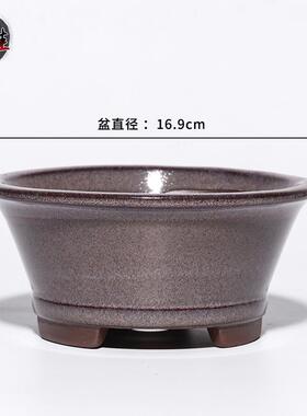宜兴紫砂花盆大口径兰花盆君子兰室内阳台透气花盆陶瓷釉盆青山盆