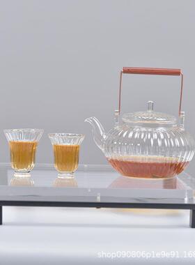 简约现代透明亚克力方形托盘软装样板间茶室客厅桌面茶具套装摆件