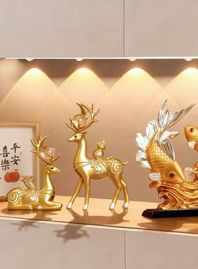 新中式招财旺宅葫芦摆件客厅玄关柜餐边柜装饰品乔迁新居套装组合
