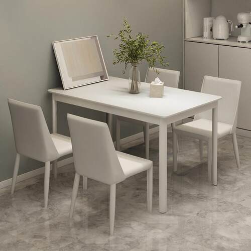 黑色岩板餐桌椅组合轻奢现代简约小户型极简家用网红长方形吃饭桌 - 图1