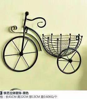 创意自行车欧式铁艺壁饰壁挂花架花篮客厅阳台墙上悬挂花篮装饰品