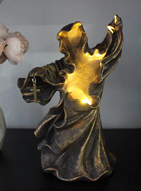新品幽灵女巫夜灯摆件创意哥特式家居庭院花园装饰树脂工艺品
