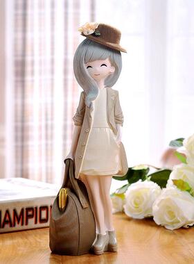 家居家装饰品可爱树脂玩偶现代客厅卧室酒柜小摆件女生日礼物创意