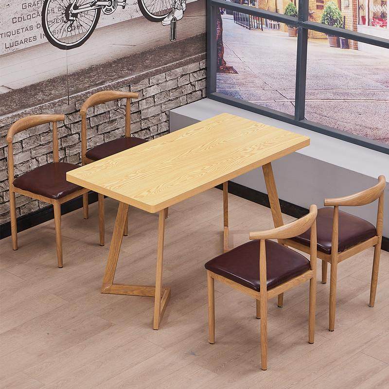 仿实木铁艺牛角椅子V字腿咖啡厅奶茶甜品店食堂快餐桌椅组合简约,淘宝优惠券,粉丝福利购,淘宝优惠卷