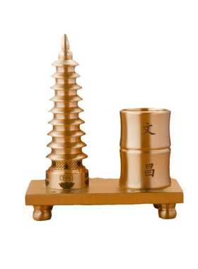 黄铜文昌塔笔筒摆件创意文昌塔笔筒工艺品学生书房办公桌摆件摆设