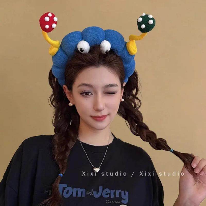 装下可爱！可爱毛绒大眼仔发箍！高颅顶趣味压发发卡女发捆盘发器,淘宝优惠券,粉丝福利购,淘宝优惠卷