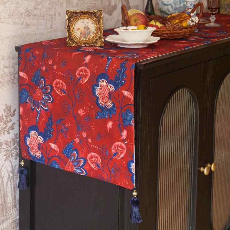 美式桌旗新年红色节日电视柜桌布鞋柜盖布茶旗斗柜餐边柜盖巾床旗,淘宝优惠券,粉丝福利购,淘宝优惠卷