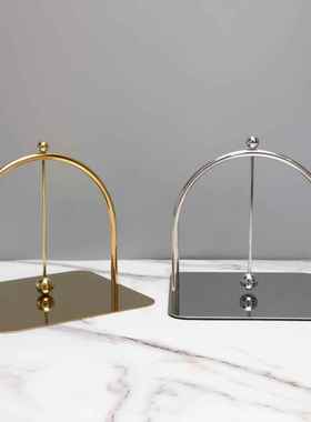 现代不锈钢纸巾架镇纸器摆件样板房书房客厅玄关桌面家居软装饰品