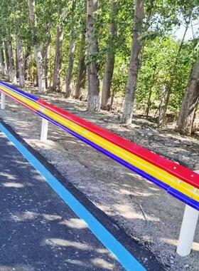 景区公路波形护栏 景区道路喷塑绿色黄色蓝色彩色双波三波护栏板