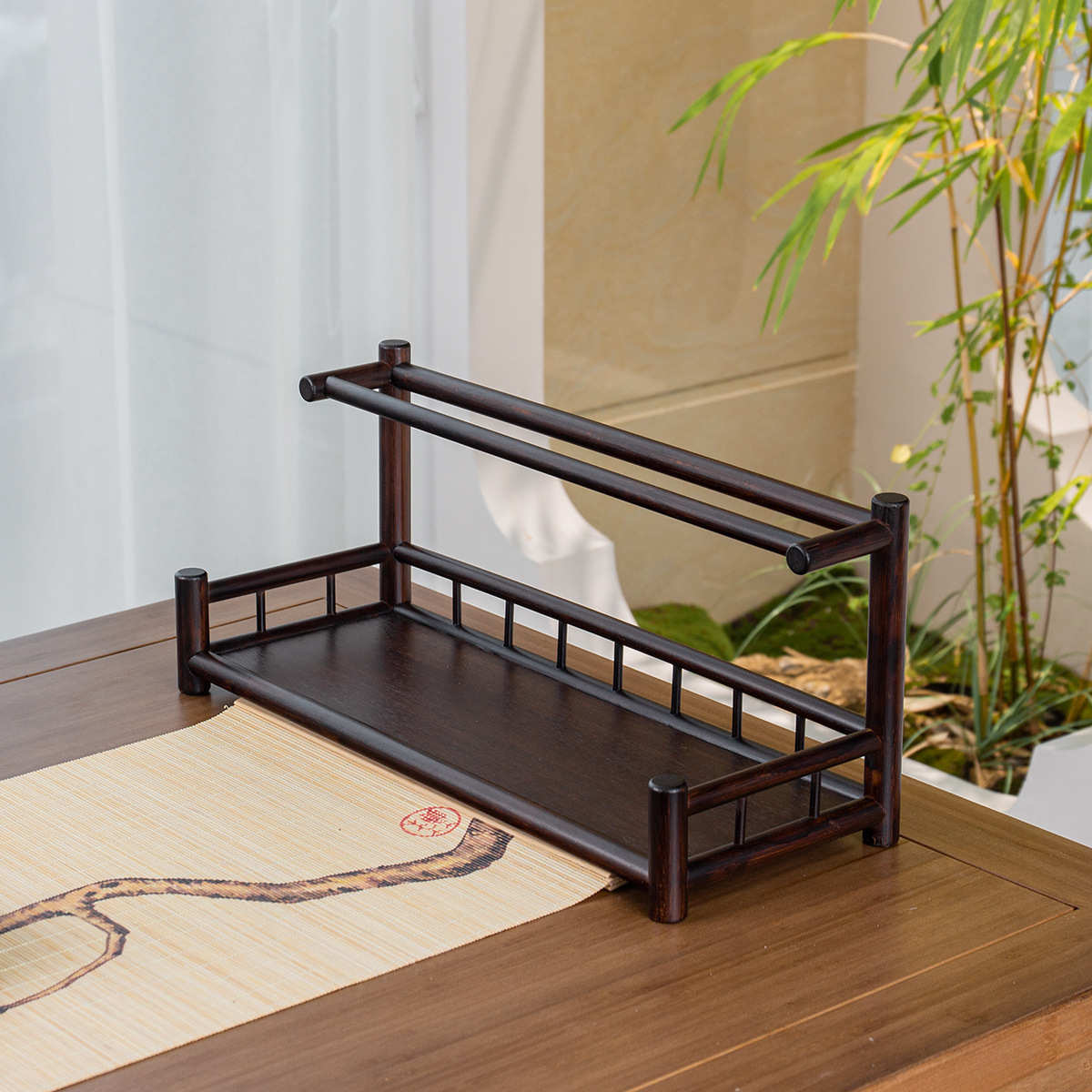 New Chinese style tea cup rack bamboo cup rack tea rack storage rack pot rack tea cup rack tea set storage rack display rack