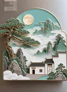 安徽黄山金属冰箱贴新款锌合金黄山金属冰箱贴安徽黄山景点纪念品