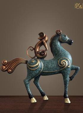 正品必禧纯马黄铜《马上封侯》招财马摆利件办公室到成摆件开业功