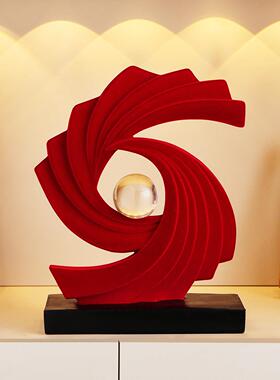 红色高级感客厅玄关酒柜电视柜装饰品摆件轻奢高档2025新款工艺品