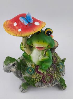 亚马逊户外太阳能多肉乌龟雕像树脂工艺品动物园林花园庭院灯摆件