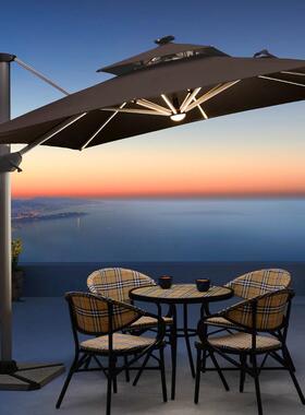 户外庭院伞花园户外遮阳伞阳台伞太阳能LED带灯太阳伞室外罗马伞