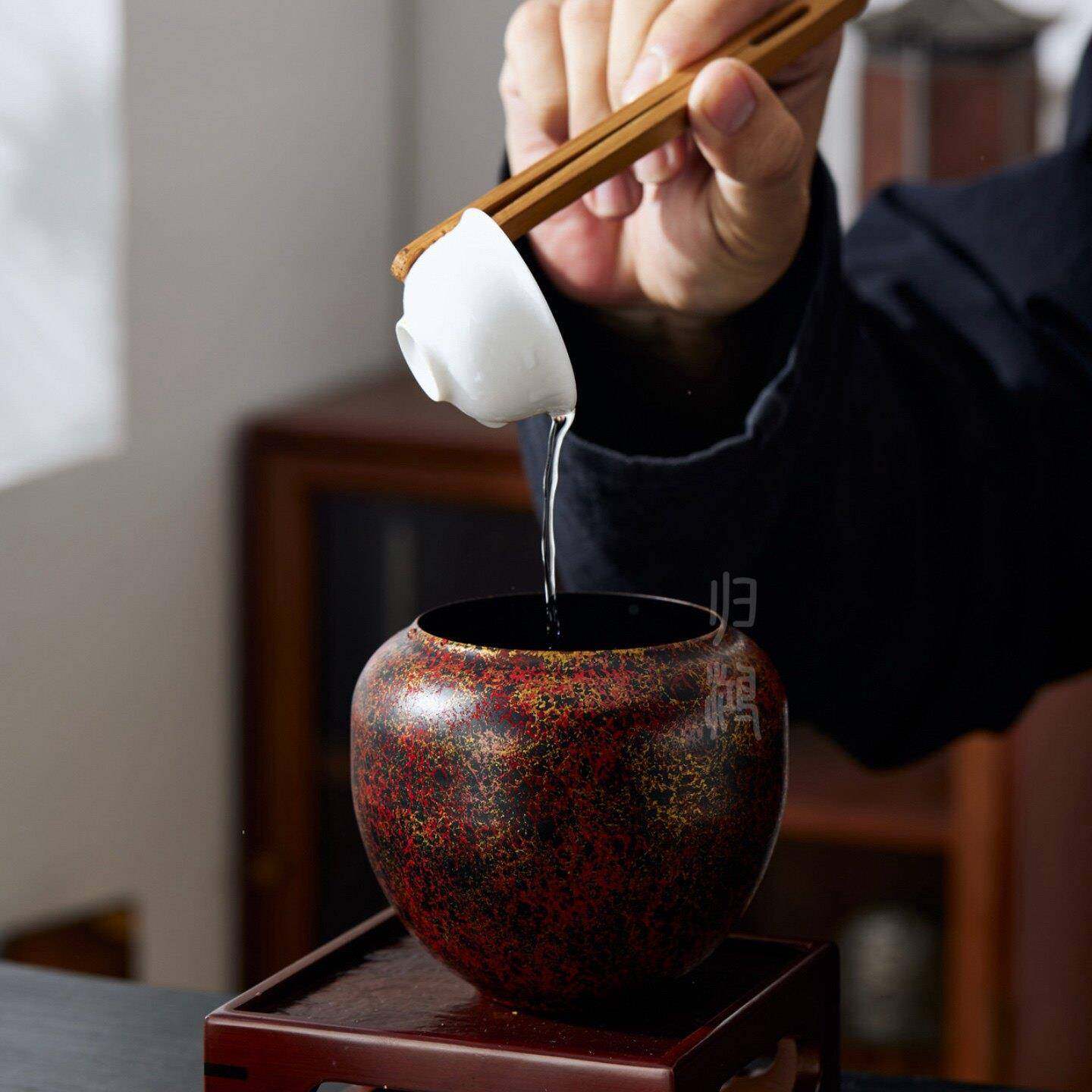 归鸿高档茶洗红金铁锈彩漆建水中式茶渣桶水缸泡茶太配件功夫茶具,淘宝优惠券,粉丝福利购,淘宝优惠卷