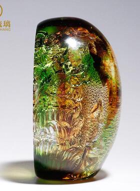 创意中式琉璃金鱼摆件轻奢玻璃艺术品 客厅家居饰品 可客制化送礼