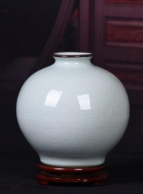 工艺品摆件 白色仿古开片裂纹釉官窑 陶瓷花瓶花插时尚摆件摆设