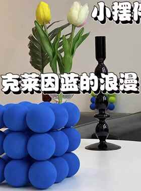 克莱因蓝小摆件客厅置物架酒柜卧室蓝色电视柜小众高级感软装饰品