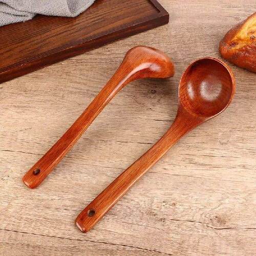 1Pc Wooden Large Capacity Soup Spoon Kitchen Use A Spoon To - 图3