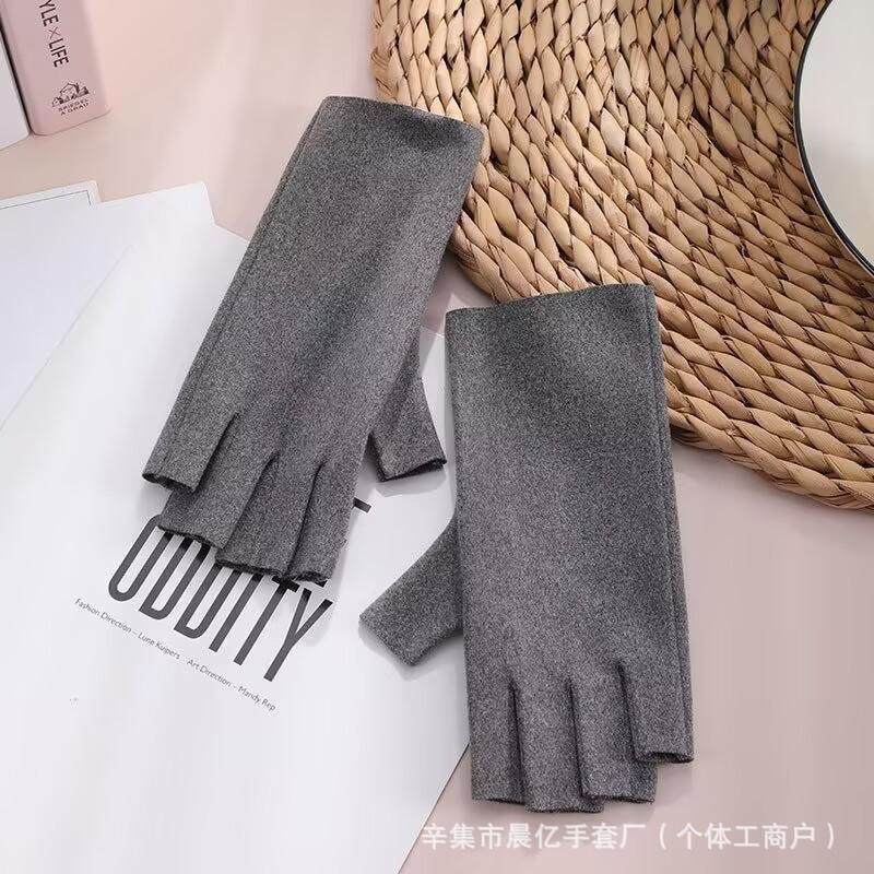 冬季德绒保暖女士学生加绒写字露指半指手套加厚护手腕男防寒冬天,淘宝优惠券,粉丝福利购,淘宝优惠卷