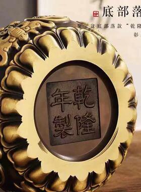 纯铜聚宝盆摆件招财聚财铜制黄铜家居元宝存钱罐米缸大号开 业礼