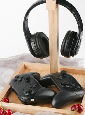 实木头戴式耳麦挂架桌面木质耳机支架立体式简约托架收纳创意展示