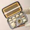 Travel tea set portable teapot outdoor camping household tea tray ceramic kung fu Chinese style Ru kiln tea cup