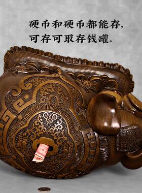 金猪存钱罐彷木雕超大号招财可爱存钱筒家居摆饰儿童创意生日礼物