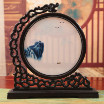 Four great names embroidered handmade embroidery bifacial embroidered bifacial embroidered table screen New Chinese decorative painting