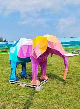 户外商场锈钢不网坪红几何熊兔wyt324-0子大象立体塑草公园打雕卡