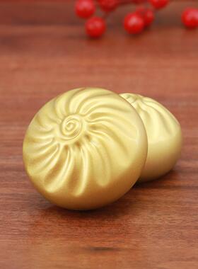 铜包子包赚包赢蒸蒸日上小福包办公室桌面招财装饰风水黄铜摆件