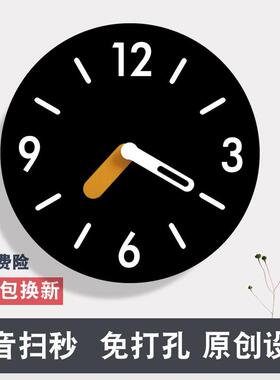 挂钟客厅现代简约钟表超静音黑色家用时尚2025新款时钟挂墙免打孔